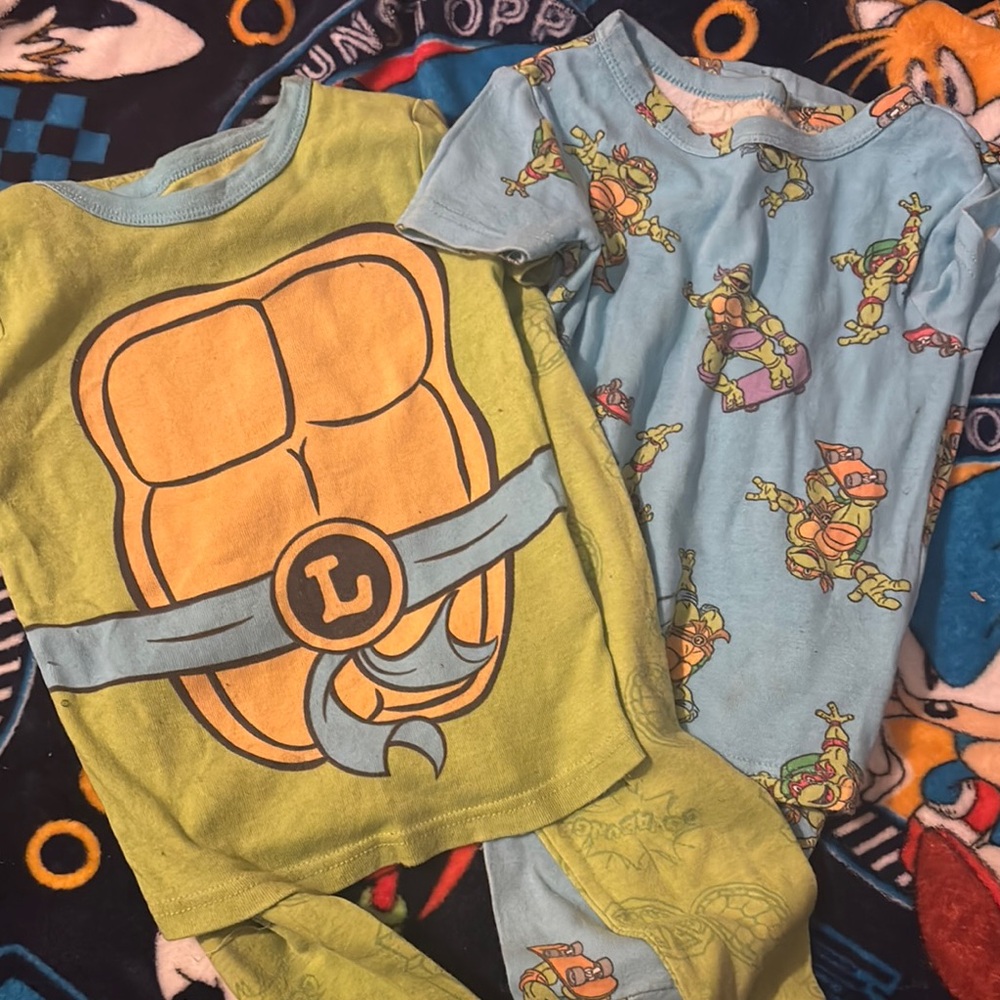 Kids Ninja Turtle Pajamas Set - Green and Blue